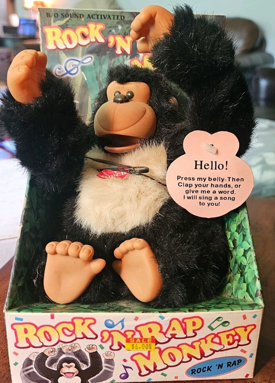 Vtg Rock 'N Rap Monkey 90's Sound Activated Musical Animated UNTESTED